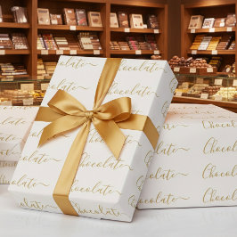 Elegant Vitt Guld Script Choklad Affär Presentpapper