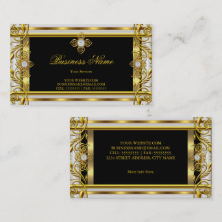 Elegant Vitt guld svart Visitkort
