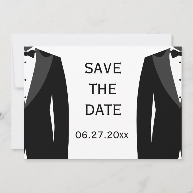 Elegant Vitt HBTQ-Huwelik Bröllop Save The Date-Ko Spara Datumet (Framsida)