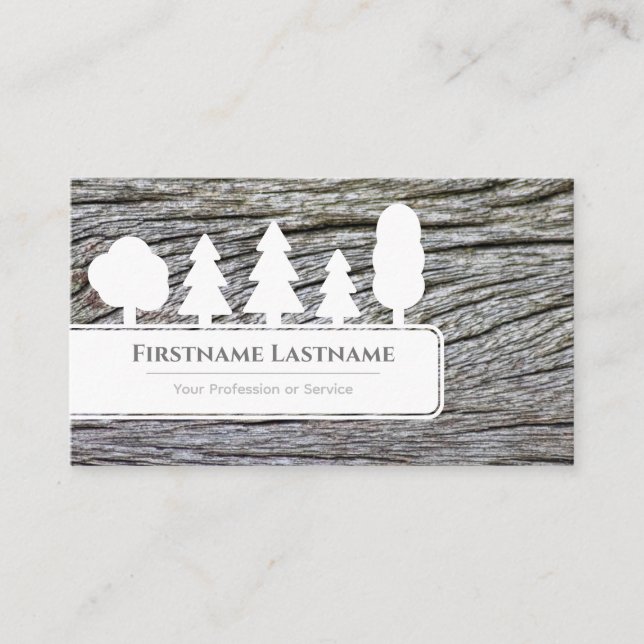 Elegant, vitt träd på vittröksskog visitkort (Framsida)