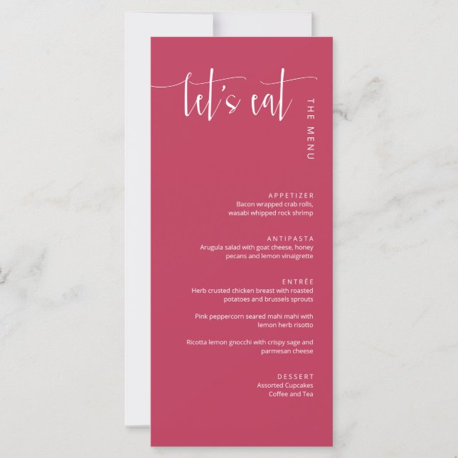 Elegant Viva Magenta Modern Minimal Låt oss Eat-me (Framsida)