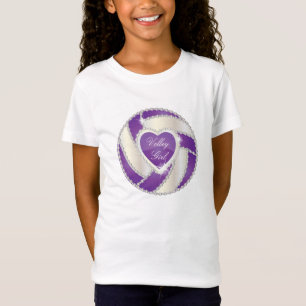 Elegant volleyboll för diamanthjärtalilor tee shirt