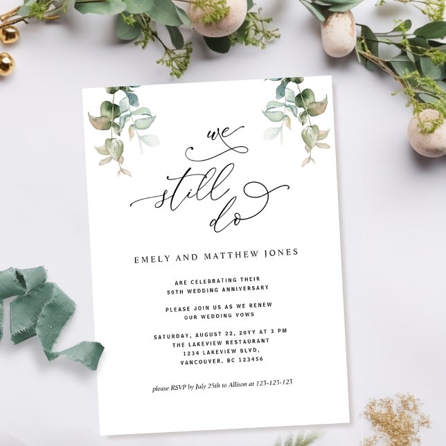 Elegant Vow Renewal, det gör vi fortfarande, Green Inbjudningar (Skapare uppladdad)