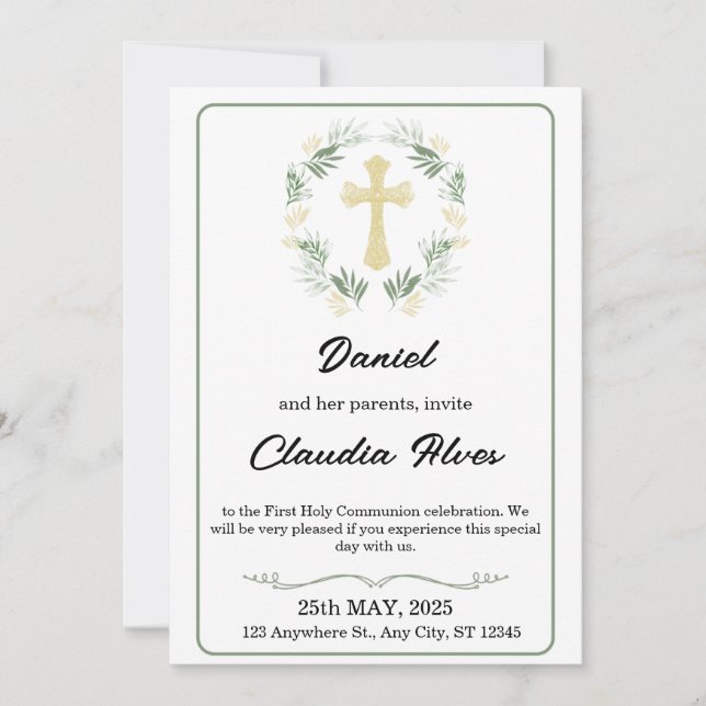 Elegant vuxendopinvitation inbjudningar (Framsida)