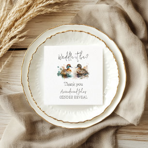 Elegant Waddle Det är Anka Gender Reveal Decor Pappersservett