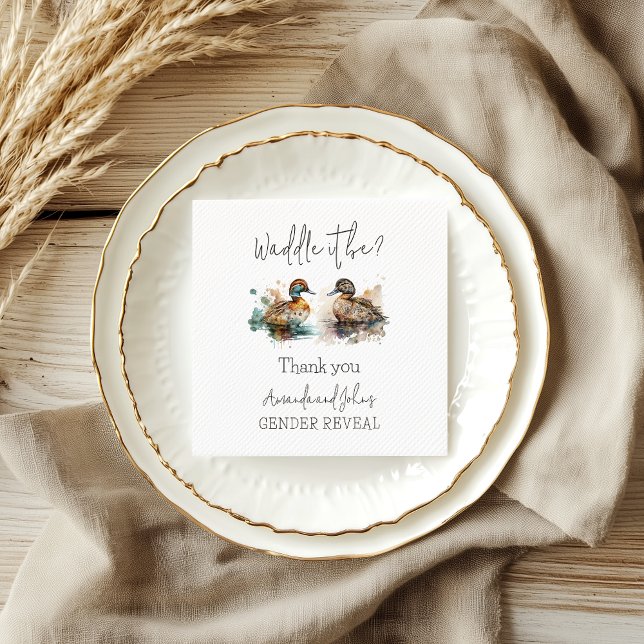 Elegant Waddle Det är Anka Gender Reveal Decor Pappersservett (Skapare uppladdad)