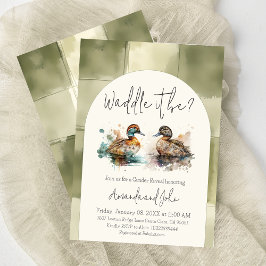 Elegant Waddle Det är Mallard Anka Gender Reveal Inbjudningar