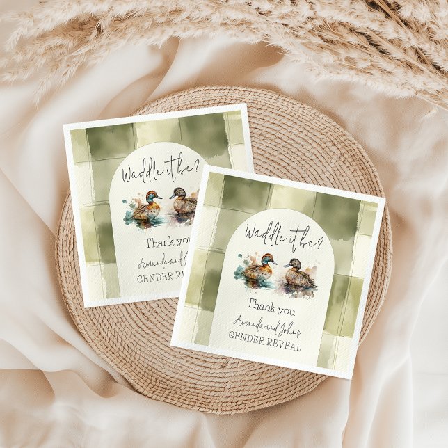Elegant Waddle Det är Mallard Anka Gender Reveal Pappersservett (Skapare uppladdad)