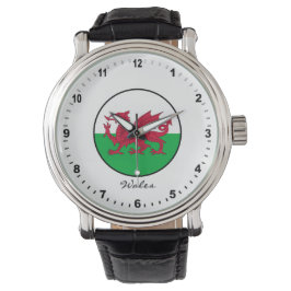 Elegant Wales Watch & Welsh Flagga/Cymru Armbandsur