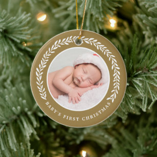 Elegant WAN Baby Första jul Foto Julgransprydnad Keramik