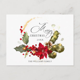 Elegant WAN Holly Berry Mistletoe-jul Vykort