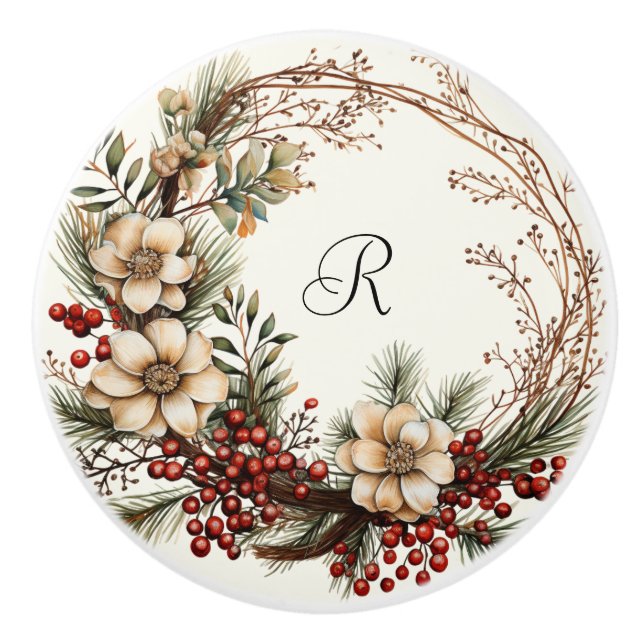 Elegant Wans White Flowers Gräs BranchesBerries Knopp (Framsidan)