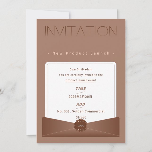 Elegant Warm Brown New Product Launch Invitation – Inbjudningar (Framsida)