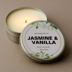 Elegant Warm Milky Creamy Botanic Candle-etiketter Runt Klistermärke