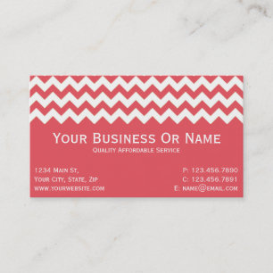 Elegant Warm Persimmon Rosa, White Chevron Visitkort