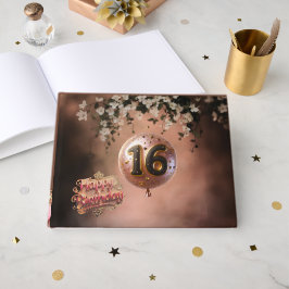 Elegant Warm Terracotta Bloom Sweet 16 Birthday Gästböcker