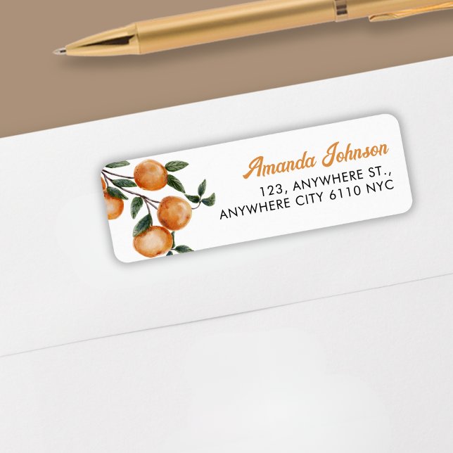 Elegant Watecolor Citrus Orange Returadress Etikett (Skapare uppladdad)