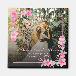 Elegant Watercolor 1 Foto Jul Flat Blush  Magnet