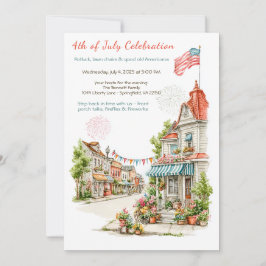 Elegant Watercolor 4th of July Invitation Vintage Inbjudningar