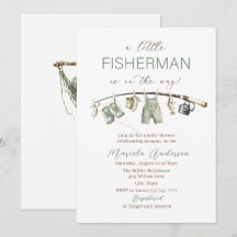 Elegant Watercolor A little fisherman Baby Showe