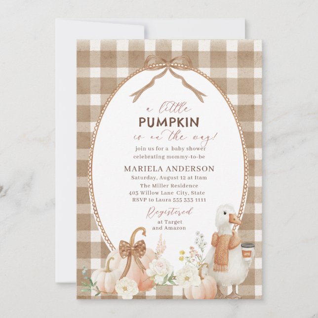 Elegant Watercolor A  little pumpkin is Invitation Inbjudningar (Framsida)