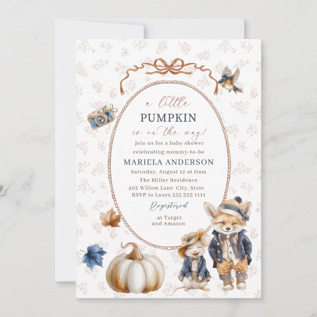 Elegant Watercolor A  little pumpkin is Invitation Inbjudningar (Framsida)