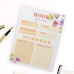 Elegant Watercolor and Bläck Flowers Bok Review Anteckningsblock<br><div class="desc">Vi presenterar vårt anteckningsblock för översyn av anpassadet bok, som är perfektens följeslagare för varje bok älskare. Det här anteckningsblocket är designat för att fånga era tankar och reflektioner när du reser genom varje bok. Anteckningsblocket innehåller avsnitt för titel, författare, datum för läsning, genre, klassificering, sammanfattning och favoritcitat. Varje avsnitt...</div>