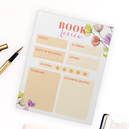 Elegant Watercolor and Bläck Flowers Bok Review Anteckningsblock