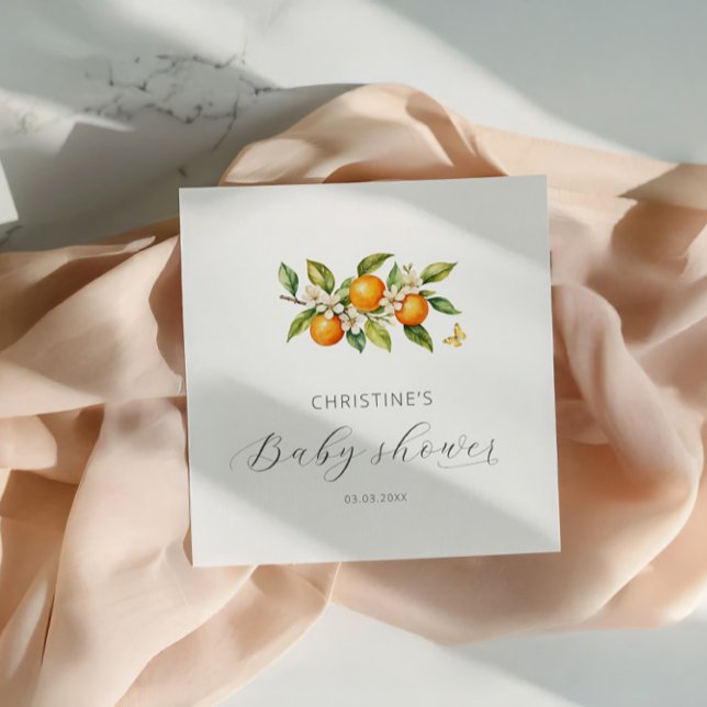 Elegant Watercolor Apelsiner Baby Shower Pappersservett (Skapare uppladdad)