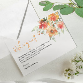 Elegant Watercolor Apricot Blommigt Bröllop Tilläggskort