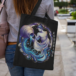 Elegant Watercolor Aquarius Zodiac Black Tygkasse