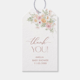 Elegant Watercolor Baby i Bloom Rosa FlowGift-Märk Presentetikett