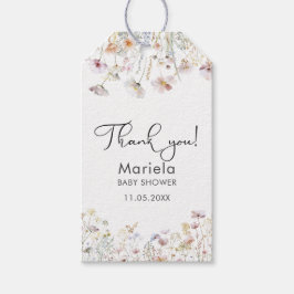 Elegant Watercolor Baby i bloom WildFlowers Baby Presentetikett