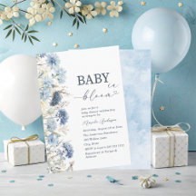 Elegant Watercolor Baby i Blooom blåa blommor B