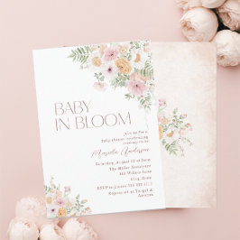 Elegant Watercolor Baby i Blooom Rosa Blommor B Inbjudningar