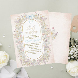 Elegant Watercolor Baby i Blooom Rosa Blommor B Inbjudningar