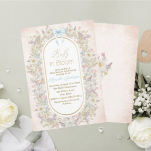 Elegant Watercolor Baby i Blooom Rosa Blommor B Inbjudningar