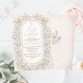 Elegant Watercolor Baby i Blooom Rosa Blommor B Inbjudningar