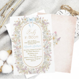 Elegant Watercolor Baby i Blooom Rosa Blommor B Inbjudningar