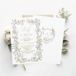 Elegant Watercolor Baby i Blooom Rosa Blommor B Inbjudningar