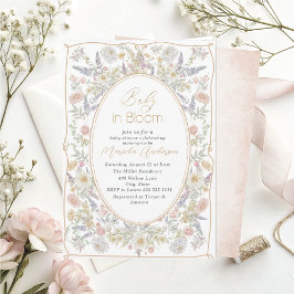 Elegant Watercolor Baby i Blooom Rosa Blommor B Inbjudningar