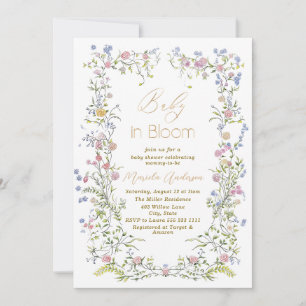 Elegant Watercolor Baby i Blooom Rosa Blommor B Inbjudningar