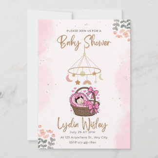 Elegant Watercolor Baby Shower Invitation wit Inbjudningar