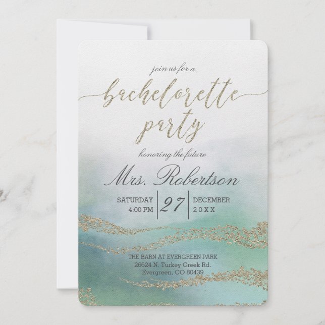 Elegant Watercolor Bachelorette Party-inbjudan Inbjudningar (Framsida)