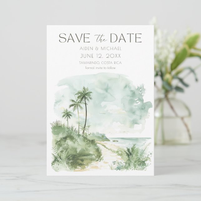 Elegant Watercolor Beach Wedding Spara Datumet (Stående Fram)