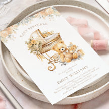 Elegant Watercolor Beige & Guld Baby Sprinkle