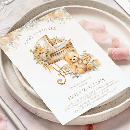 Elegant Watercolor Beige & Guld Baby Sprinkle Inbjudningar