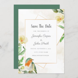 Elegant Watercolor Bird Blommigt Bröllop