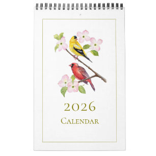 Elegant Watercolor Birds 2025 Calendar Kalender