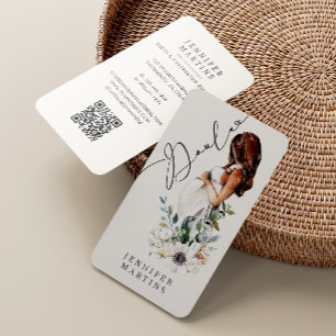 Elegant Watercolor Birth & Postpartum Doula Visitkort